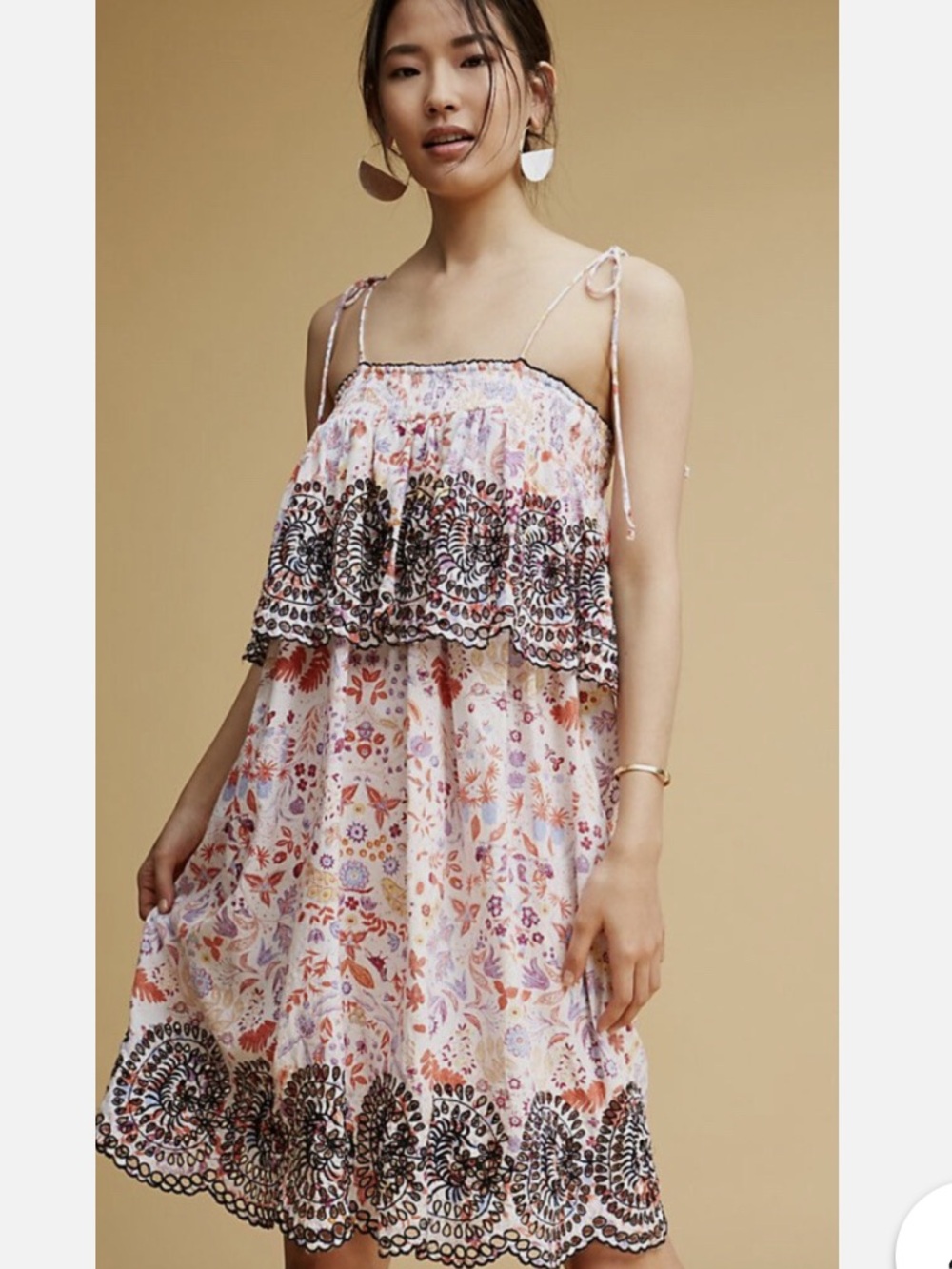 Antik Batik Boho Floral Smocked A-line Dress
